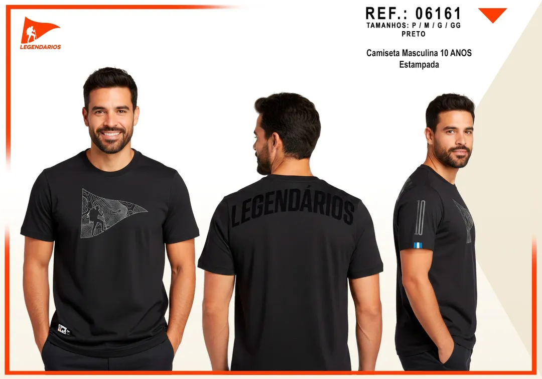 Camiseta Masculina 10 Anos (Preto — A)