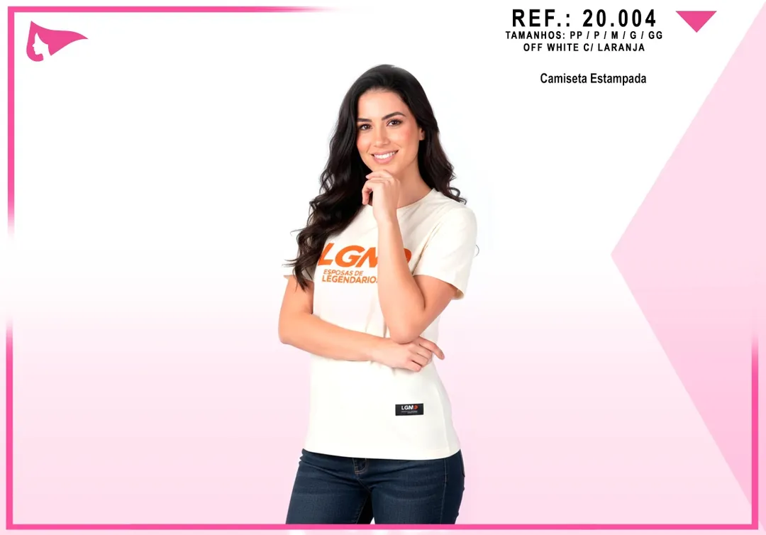 Camiseta Fem. LGND Esposas — Off White c/ Laranja