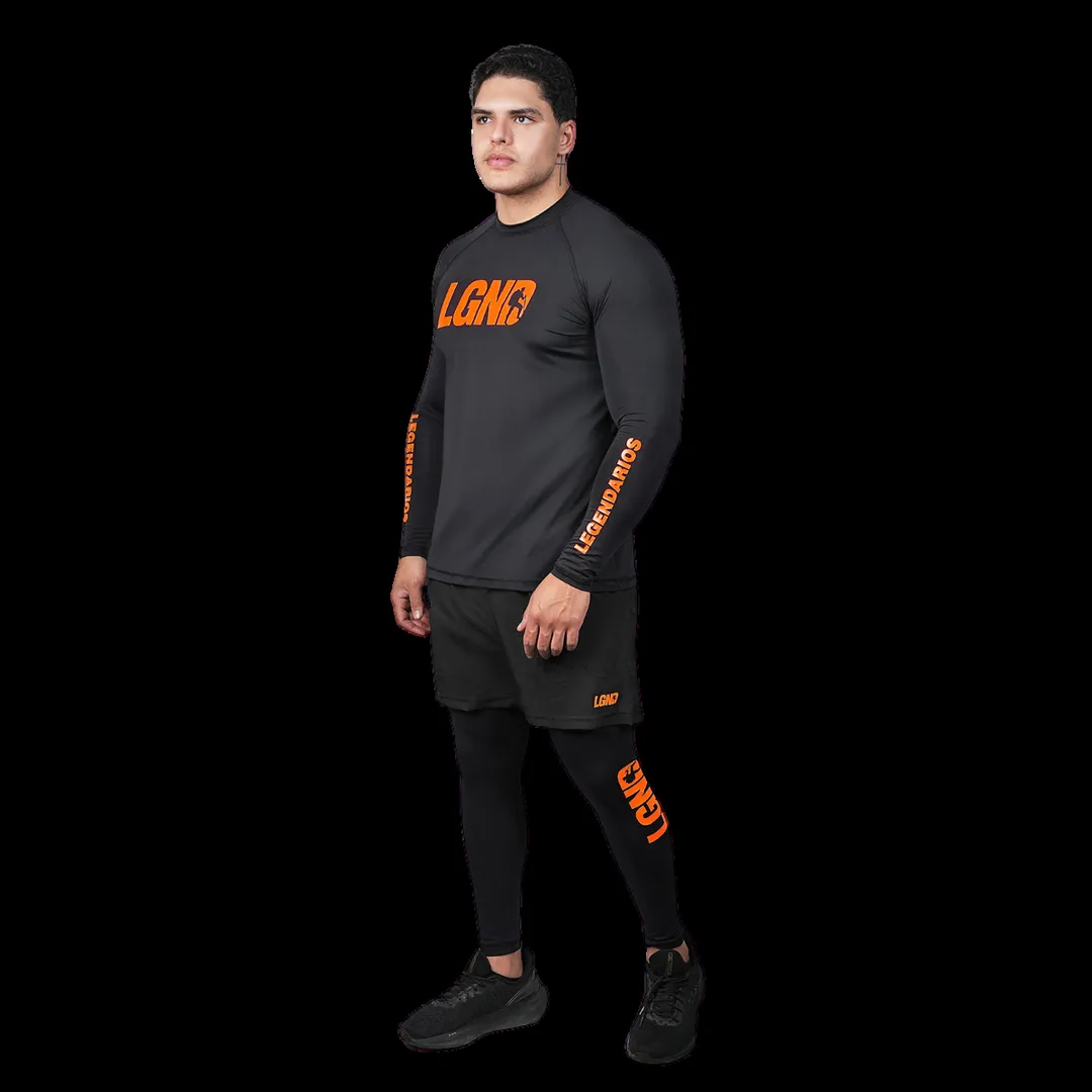 Legging c/ Bolsos UV50+ Poliamida — Preta/Refletiva