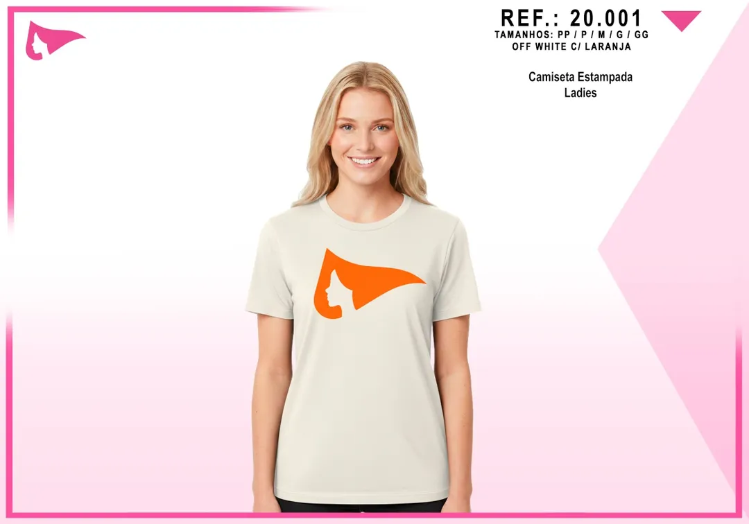 Camiseta Fem. Estampa Frente — Preta