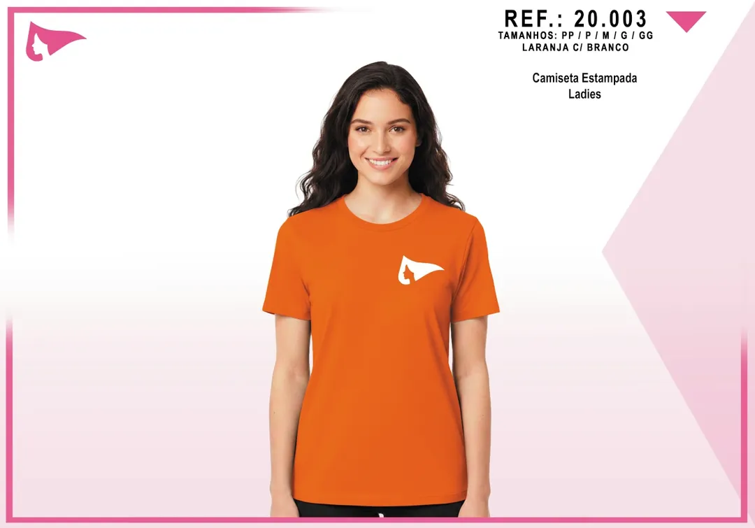 Camiseta Fem. Estampa Peito — Laranja