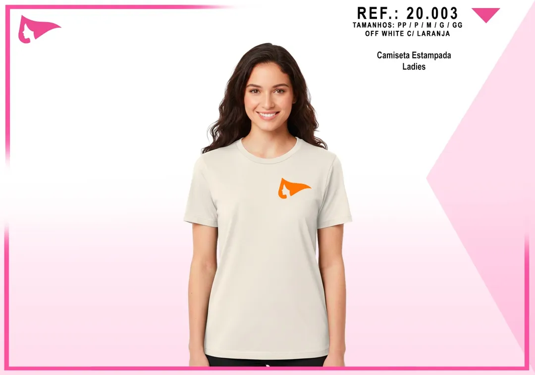 Camiseta Fem. Estampa Peito — Off White